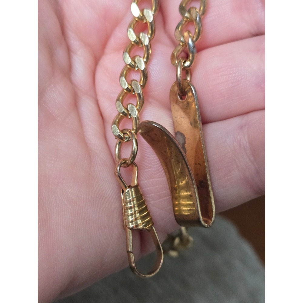 Goldtone Curb Link Watch Chain Vintage See Pics - Picture 4 of 8